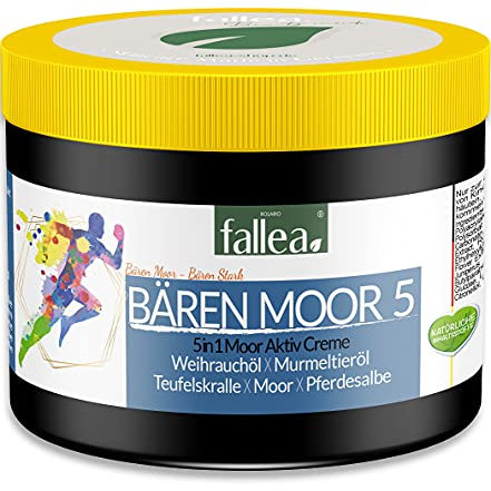 Fallea Bären Moor 5in1 Aktivgel Pferdesalbe mit Teufelskralle, Weihrauchöl, original Murmeltieröl & Moor sehr wirksam & beruhigend für Muskeln, Gelenke & Körper