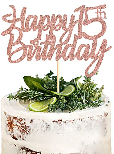 Sumerk 1 Stück 15.Geburtstag Tortendeko Happy 15th Birthday Cake Topper kuchen deko geburtstag für 15 Geburstagstorte Deko Jungen Mädchen