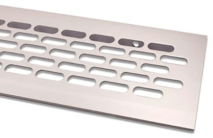 Lüftungsgitter Aluminium | 80mm x 800mm | Farbe: Edelstahl - gebürstet | Lüftungs Gitter Alu | Stegblech | Belüftungsgitter | Heizungsgitter | Belüftungsgitter/Lüftung
