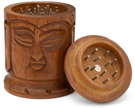 Weedness Molino de hierbas de madera de ébano hecho a mano - Mini triturador accesorio pequeño set de especias