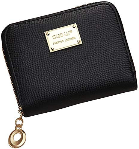 Geldbörse aus PU-Leder, Geldbörse für Mädchen, kleine Geldbörse für Damen, kleine Geldbörse mit Reißverschluss, Geldbörse aus PU-Leder für Damen (Schwarz), Schwarz, 1, Schwarz, 1, Schwarz, 1,