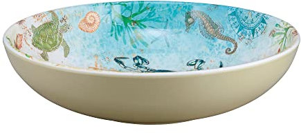 UPware Melamine Serving Bowl, 11.875 Inch Large Salad Bowl Mixing Bowl, BPA-Free Food Serving Bowl (Sea Life)