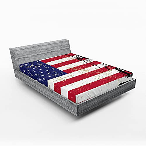 ABAKUHAUS New York Spannbetttuch, Freiheit USA, Soft Dekorativer Stoff Bettwäsche Rund-um Elastischer Gummizug, 180 cm x 200 cm, Dunkler Coral Weiß
