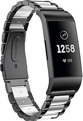 Gheper Correa de reloj de Metal Compatible con Fitbit Charge 3/Charge 4/SE Ajuste fácil y rápido correa de pulsera de acero inoxidable de repuesto para Charge 3/Charge 4 Reloj inteligente accesorio