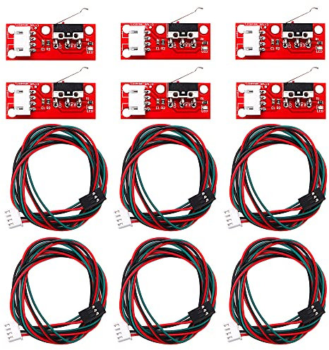 VooGenzek 6 Pièces RAMPS 1.4 Interrupteur de Fin de Course Mécanique, Butées Mécaniques pour Imprimante 3D avec Câble, Compatible avec Arduino Mega 2560 RAMPS 1.4