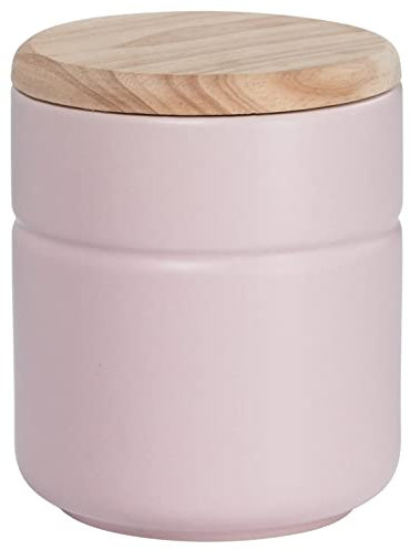 WESTCRAFT Elegante Vorratsdose TINT, Aufbewahrungsdose, Küchen-Dose mit Holz-Deckel, matt, Porzellan (600ml Rosa)