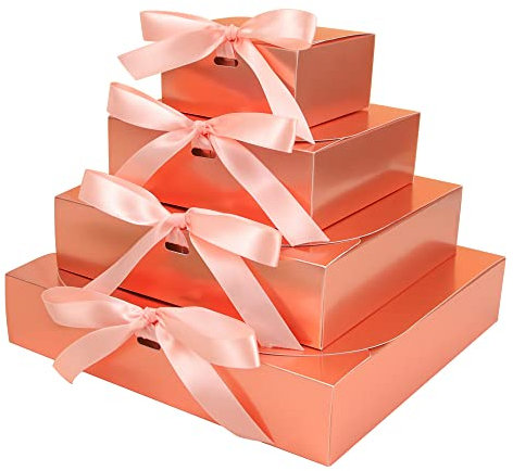 (10 Stück) Geschenkbox aus Roségold，Verpackungen für Kuchen, Süßigkeiten, Kekse，Tragbarer Karton für Hochzeit und Geburtstagsfeiern