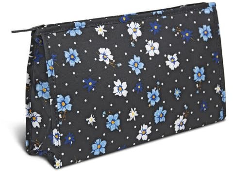 Kinston Große wasserdichte Kulturtasche aus Textil, Kosmetiktasche für Reisen - Blumig, Kulturbeutel Organizer