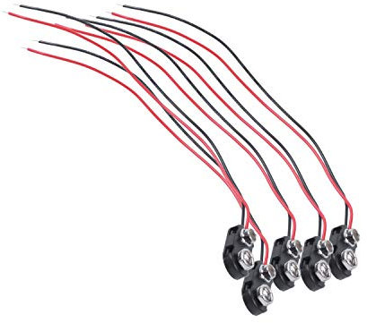 Herklotzn 5 x Black Plastic Case 15 cm Double Cable Connectors 9 V Rechargeable Batteries