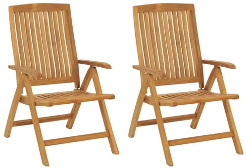 vidaXL Gartenstühle 2 STK., Gartenstuhl Hochlehner Verstellbar Klappbar, Klappstuhl Stuhl für Garten Terrasse, Terrassenstuhl, Massivholz Teak