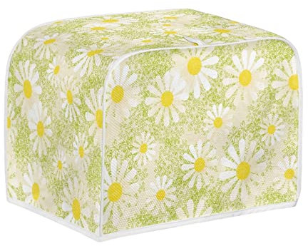 Kuiaobaty Daisy Flowers Toaster Dust Cover 2 Slice, Spring Floral Linen-like Toaster Case with Hook,Dirty,Fingerprint Protection,S