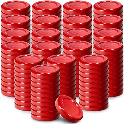 KADAX Schraubdeckel für Gläser, fi 38mm Ersatzdeckel, Twist-Off-Deckel aus Metall, Deckel für Einmachgläser, Flaschen und Sturzgläser, Schraubgläser (200 Stück, Rot)