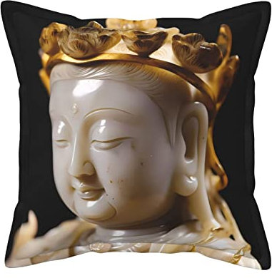 BVMPRS Jade-Statue, bedrucktes Leder-Kissen für Couch, Bett, Frühling und Sommer, 40,6–50,8 cm