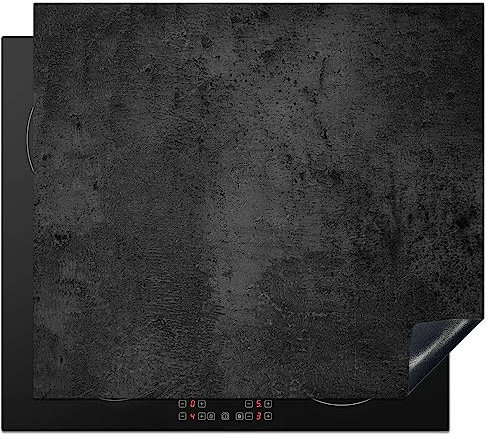 KitchenYeah© Protection Plaque Cuisson Deco Cuisine Cache Induction 58x51 cm Protege Pour Cuisiniere Protection Béton - Robuste - Vintage - Rustique - Gris - Noir