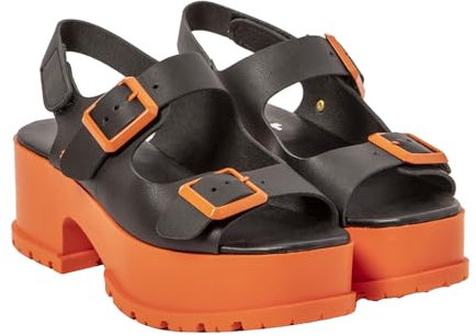 ART Damen 1821 Manchester Sandale, Nappa, Schwarz, Orange, 41 EU