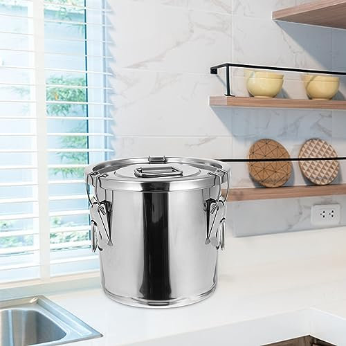 HOMSFOU 1 Pc Cubo De Arroz De Acero Inoxidable Olla Con Lata De Leche De Acero Inoxidable Grandes Recipientes Herméticos Cubo De Arroz Portátil Sello Gran Olla De Sopa Acero Inoxidable 304