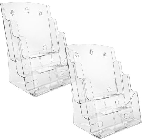 SENENQU 2 Pack 3-stöckiger A4 Prospekthalter A4 Wandmontage Dokumentenhalter Acryl Datei Broschürenhalter Zeitschriftenständer für Hochformat Literatur Broschüre Flyer Menü Broschüre Spender