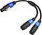 CERRXIAN Speakon Splitter Cable 1 Male to 2 Female Y Splitter Audio Speaker Cable for DJ/PA Speaker Copper Cord with Twist Lock 1.5FT
