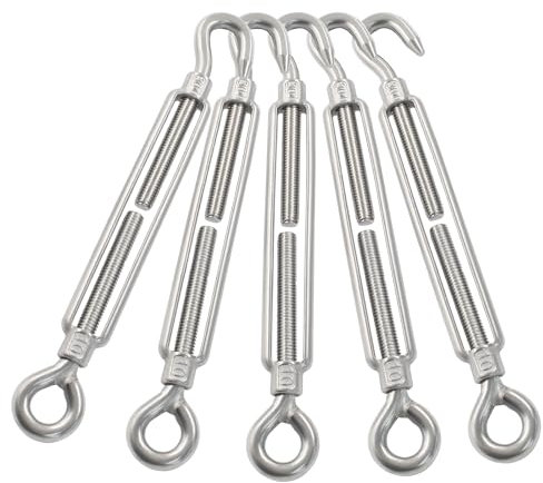 PHITUODA 2pcs M12 Stainless Steel 304 Hook & Eye Turnbuckles Adjustable Wire Rope Tensioner