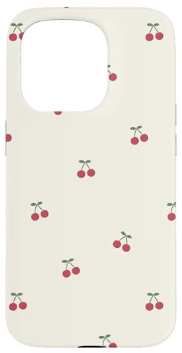 Minimalistische Kirsche, ästhetisch, Pastellbeige Hülle für iPhone 15 Pro