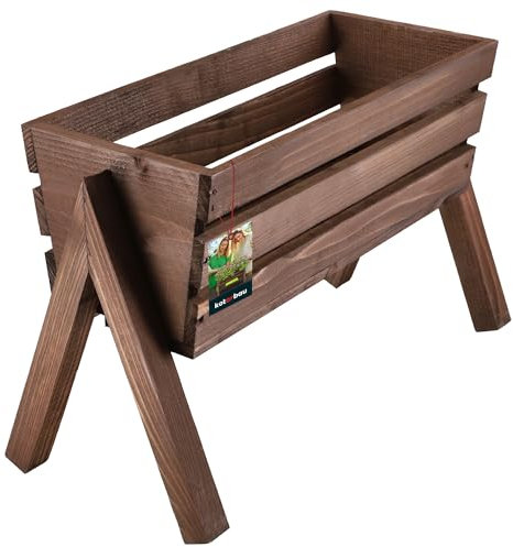 KOTARBAU® Jardinera con patas de 40,5 x 18 x 28,5 cm, color marrón, para balcón, jardinera elevada, para terraza y balcón, jardinera elevada