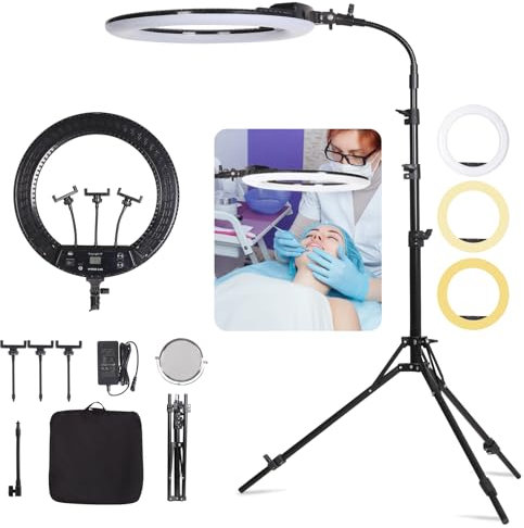 FEIFANTEAM 19 inch LED Ring Light Kit for Studio Portrait Photography, YouTube Video Recording, Live Streaming, Eyebrow Tattooing, Eyelash Beauty, Beauty Makeup and Lighting