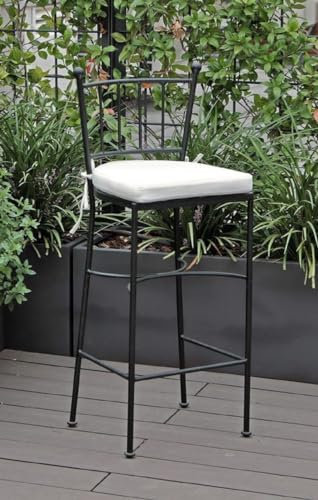 Casa Padrino luxury Art Nouveau wrought iron bar chair with seat cushion black/white H. 97 cm