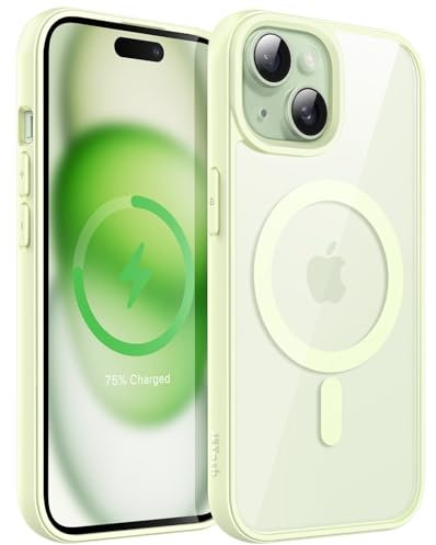 JETech Magnetic Case for iPhone 15 Plus 6.7-Inch Compatible with MagSafe, Shockproof Phone Bumper Cover, Solid Color Matte TPU Frame, Anti-Scratch Clear Back (Green)