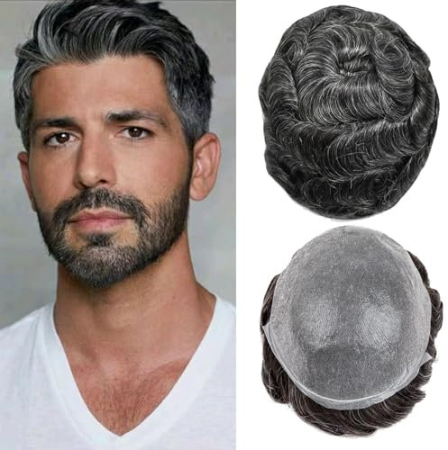 Herren Toupet Haar System für Männer 0,02-0,03mm Ultra-Dünne Haut 100% echtes Echthaar Toupet für Männer Licht mittlere Dichte Haarteil Basisgröße 8x10 Zoll (1B30#)