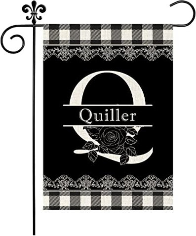 Garten Flaggen Personalisiertes Monogramm Buffalo Plaid Initiale Q Namensschild Personality Flags Uv-Beständig Druck Hanging Flag Dekoration Feiertage Flags Für Parade Festival Drinnen 30x45cm