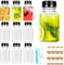 Small BPA-Free Plastic Bottles With Lids - 5oz/150ml, 9pcs Leak-Proof Mini Bottles for Smoothie, Juice, Water, Milk - Reusable Ginger Shot Containers for Mini Fridge (Black)