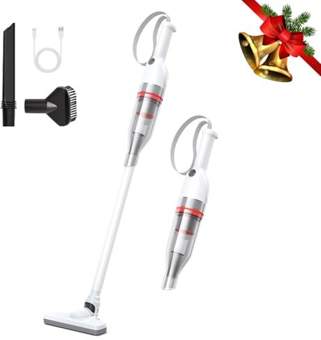 Twotoo 14000Pa Aspirapolvere Senza Fili Bianco, 4 in 1 Leggero Palmare Scopa Elettrica Senza Fili, Aspirapolvere Portatile Ideale per Camere da Letto, Terrazze, Persiane, Automobili