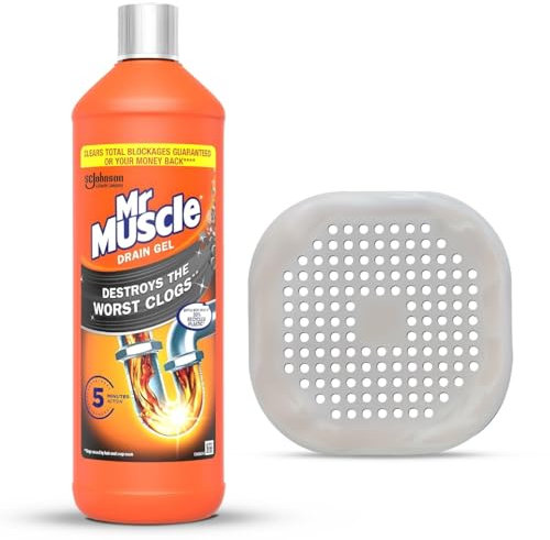 Drain & Sink Unblocker & Cleaner with Silicone Shower Cover | Heavy Duty Drain Cleaning Gel for Clogs, Hair, Fat, Grease | Fast Acting Pipe Unblocker for Bathroom & Kitchen | 1000ml