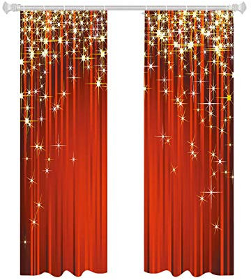 Raypontia 2 Stück Weihnachtsvorhänge - 85 * 200 cm Weihnachtsvorhänge Mit Schlaufen, Weihnachtsvorhänge Fenster, Fenster Weihnachten Vorhänge Rot, Vorhänge Weihnachten Wohnzimmer,