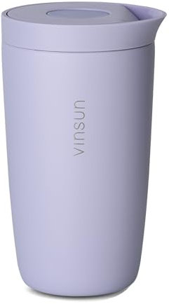 VINSUN Mug Isotherme pour Café à Emporter 350ml - Anti-Fuite, Double Paroi, Acier Inox, Boissons Chaudes et Froides - Tasse Isotherme avec Fermeture Quick Press