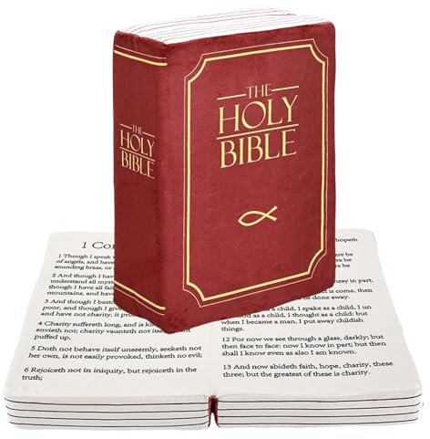 Nhemeylp Bibelkissen, Bibelkissen, Buch, Plüsch, das sich öffnet, Buchform, Bibelvers, weiches Kissen, Bibelgeschenk, christliches Geschenk, Plüsch-Bibelkissen, Dekoration, Bibelkissen, Geschenke für