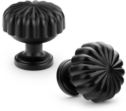 goldenwarm 10 Pack Black Cupboard Knobs Black Drawer Knobs, Single Hole Kitchen Handles Mushroom Style