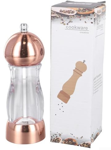 Sichuan Pfeffermühle und schwarze Pfeffermühle mit transparentem Design, bequemem Griff und verstellbarem Mahlmechanismus (Gold)
