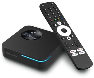 Streaming Box GX1 4K HDR10+ Smart Google TV Player | AI-Features | 4GB RAM | WiFi 6 LAN USB | Unterstützt Netflix, Apple TV+, Disney+