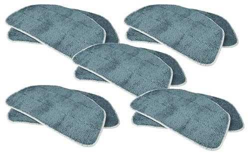 vhbw 10x Wischbezug kompatibel mit Leifheit CleanTenso 2.0 (Model 2022) Dampfreiniger, Dampfmop - Mikrofaser grau-blau