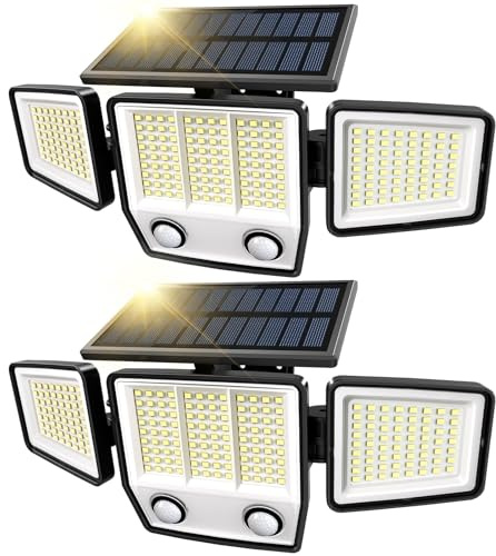 VENSSTNOR Solar Lights Outdoor Garden Motion Sensor - 3000LM 236LEDs Security Lights Outdoor with Dual Sensors, 3 Lighting Modes, 270° Illumination, IP65 Waterproof Security Flood Lights (2 Pack)