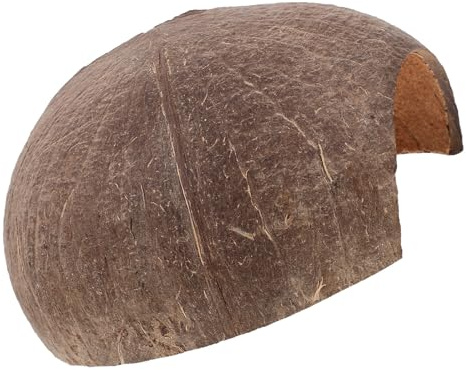 Gadpiparty Reptilienversteck Kokosnussschale Sonnenplattform für Schildkröten Holzmaterial Terrarien Deko Ruheplatz für Bartagamen und Leopardgeckos
