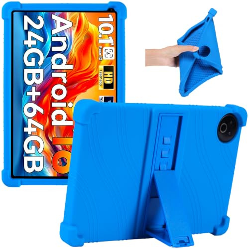 Junfire Silicone Case for MUISOO/Gleeso 10.1 inch Tablet Android 16, Blue | MSOKB1001 / MUIKB1001L / KB1004 2026 10.1 Case with Kickstand for MUISOO 10.4 Inch Tablet 2025