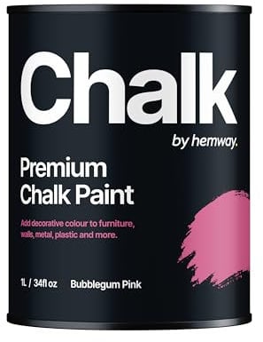 Hemway - Premium Chalk Paint - Bubblegum Pink 1 L | Chalky Matt Shabby Chic Finish for Interior Furniture & Walls | Quick Dry & 1 Coat