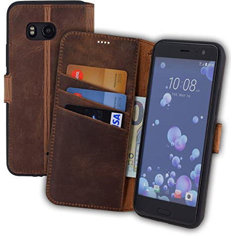 Suncase HTC U11 portatil de Style (Slim-Fit) Piel Funda Carcasa Case móvil (con función Atril y Tarjetero – Vangoddy – Carcasa Interior)