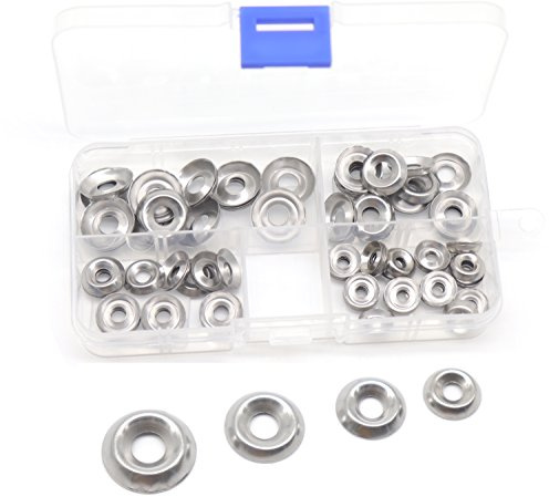 cSeao 110pcs Stainless Steel Finishing Cup Countersunk Washers Assortment Kit, 6#/ 8#/ 10#/ 12#
