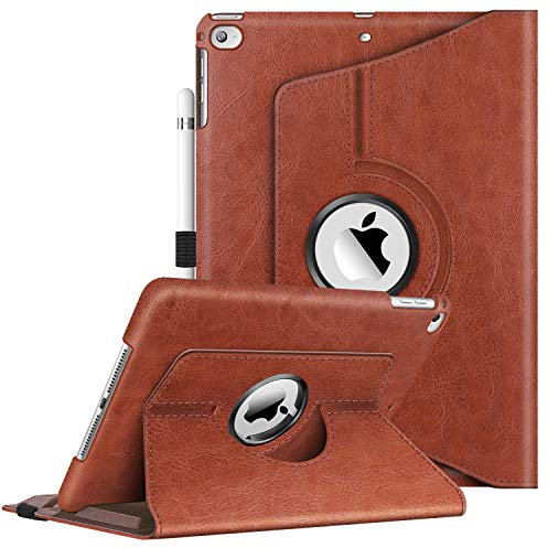 Fintie Funda giratoria para iPad de 6ª y 5ª generación (2018/2017), iPad Air 2 / Air 1 (9,7 Pulgadas) - Funda giratoria de 360 Grados, función de Encendido y Apagado automático, Color marrón