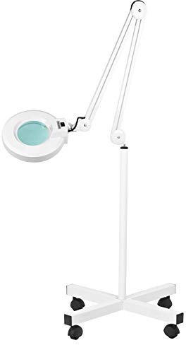 Activeshop S4 - Lampada con lente d'ingrandimento, lampada da lavoro e treppiede per salone di bellezza, parrucchieri, tatuaggi, bianco