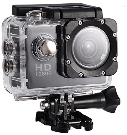 Tosuny 1080P Cámara de Acción, 2.0 Pulgadas Pantalla DV Cámara Deportiva 30m Impermeable al Aire Libre, Mini Camara Acuatica Soporte USB TF Tarjeta(Negro)