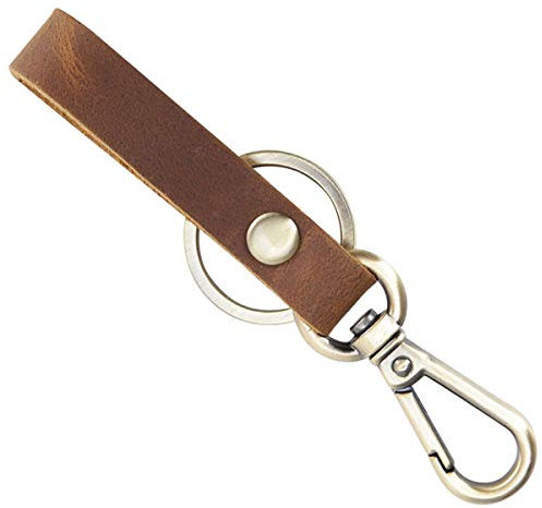 Aileder Leder-Schlüsselanhänger für Auto, Gürtel, Schlüsselhalter, verrücktes Pferd, Lederband, Valet, Schlüsselanhänger, Schlüsselring, Schlüsselband (braun)